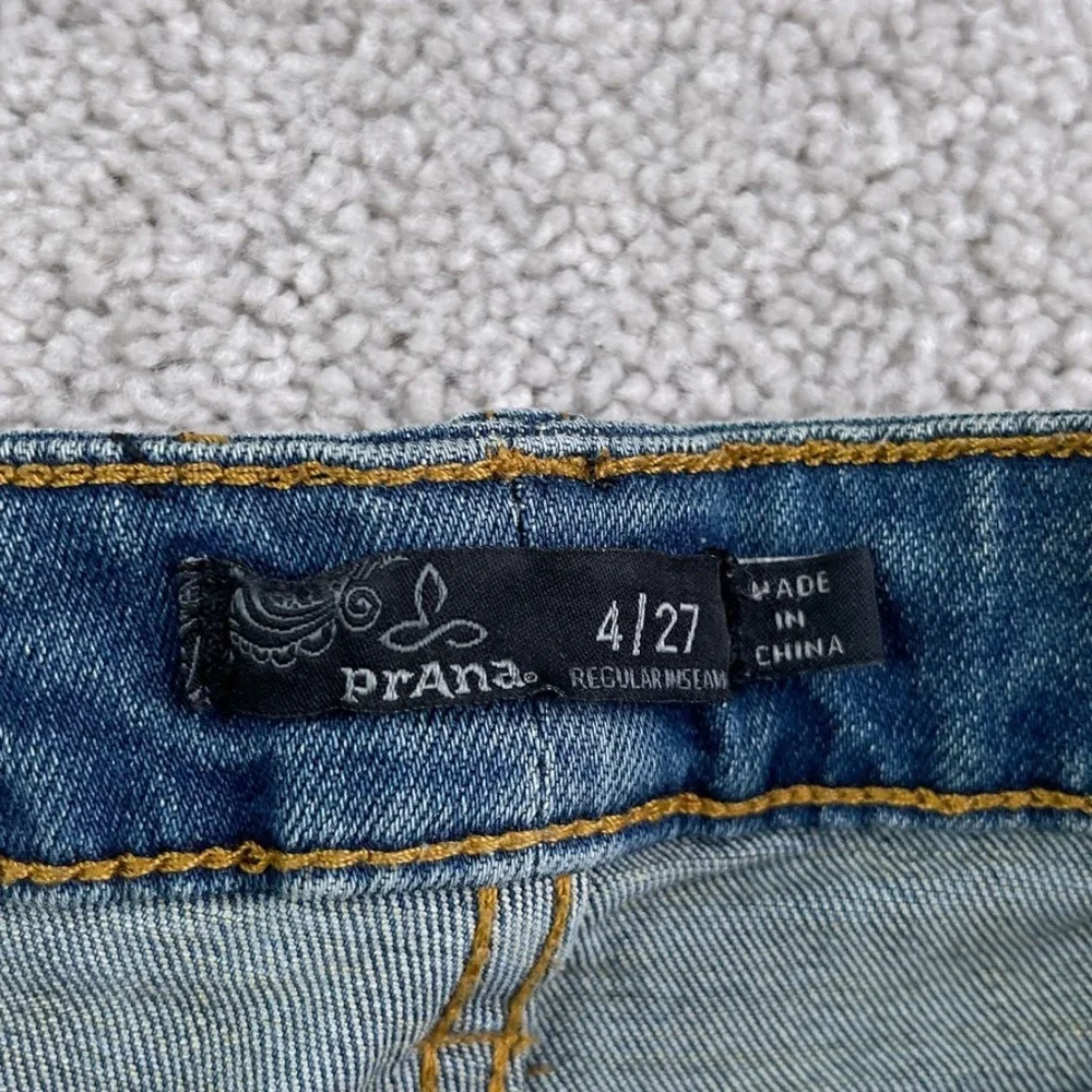 Prana Jeans Womens 4‎ Blue London Slim Low Rise Medium Wash Stretch Denim